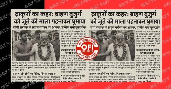 यूपी में ठाकुरों द्वारा ब्राहण बुजुर्ग को जूते की माला पहनाकर घुमाने का दावा फर्जी है