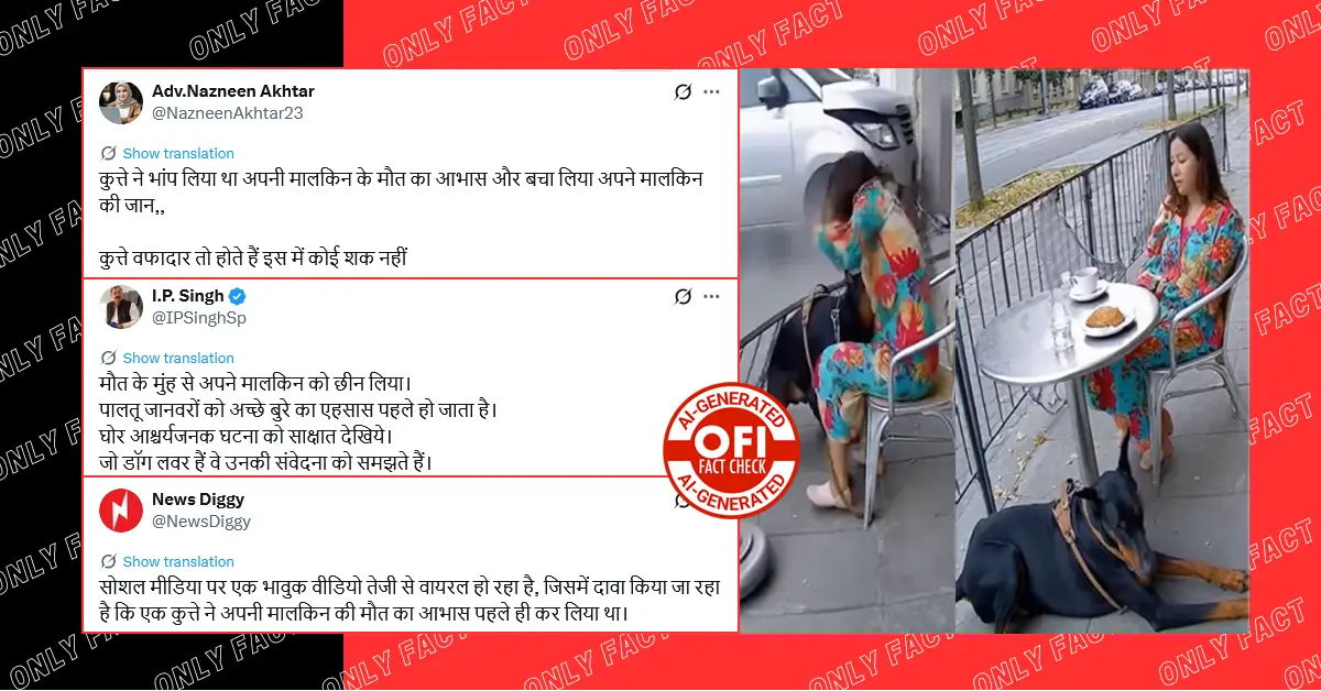 कुत्ते द्वारा अपनी मालकिन की जान बचाने का वायरल वीडियो AI जनरेटेड है